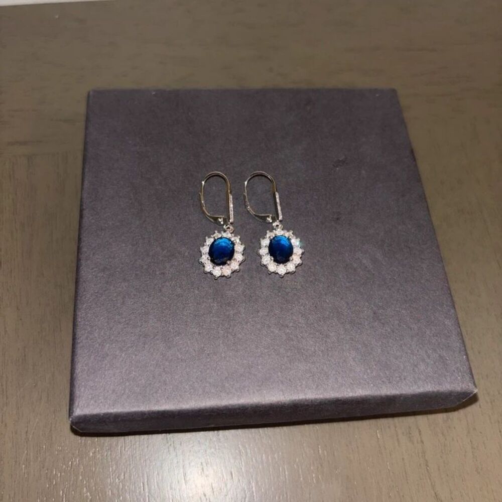 Silver & Sapphire Faux Earrings